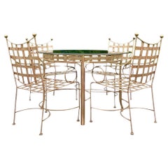 Vintage Coastal Kessler Aluminum Dining Table & 4 Chairs