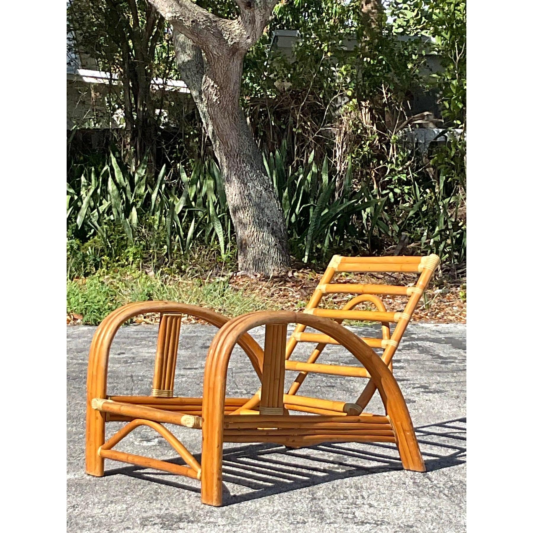 Chaise longue vintage en rotin courbé de La Jolla en vente 4