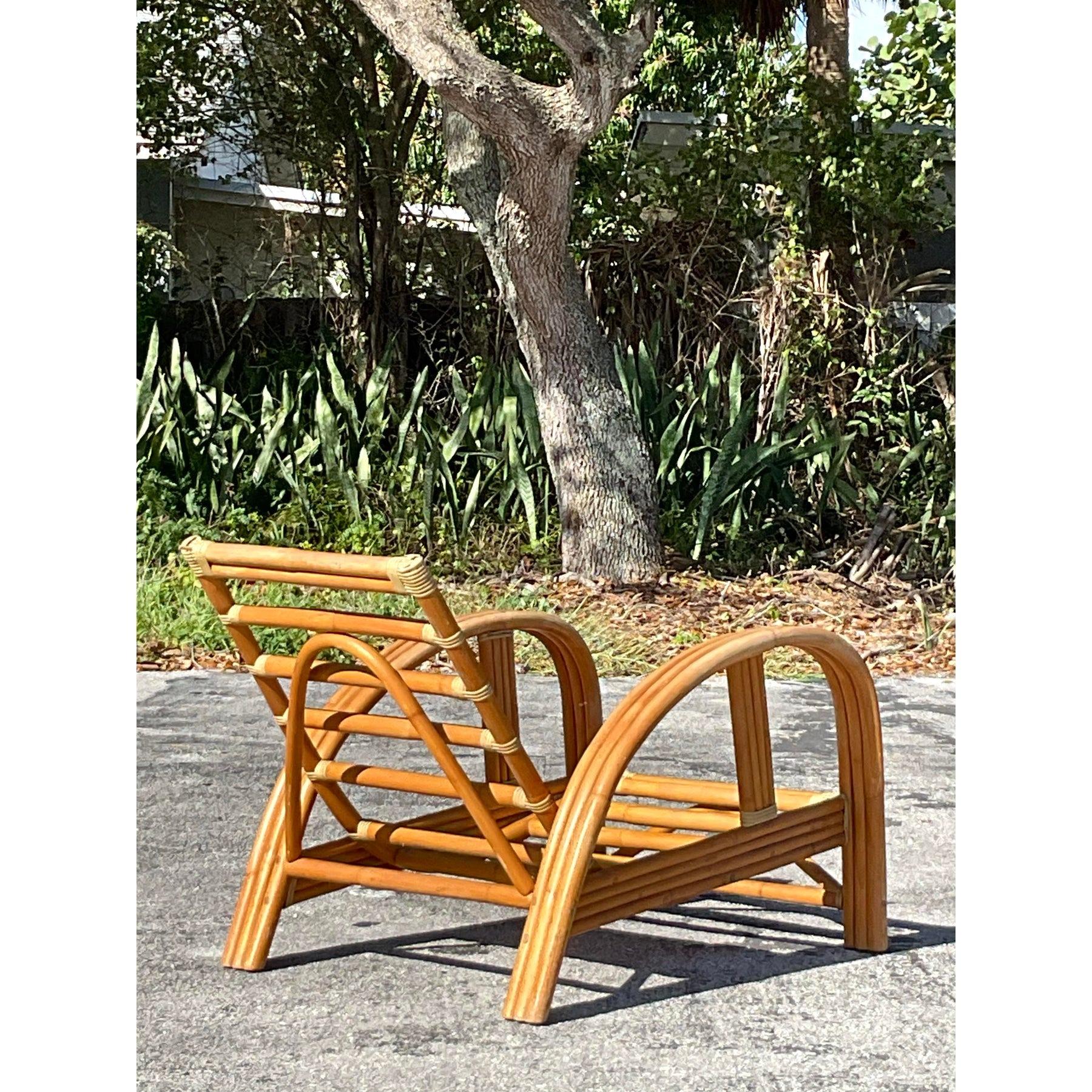 Chaise longue vintage en rotin courbé de La Jolla Bon état - En vente à West Palm Beach, FL