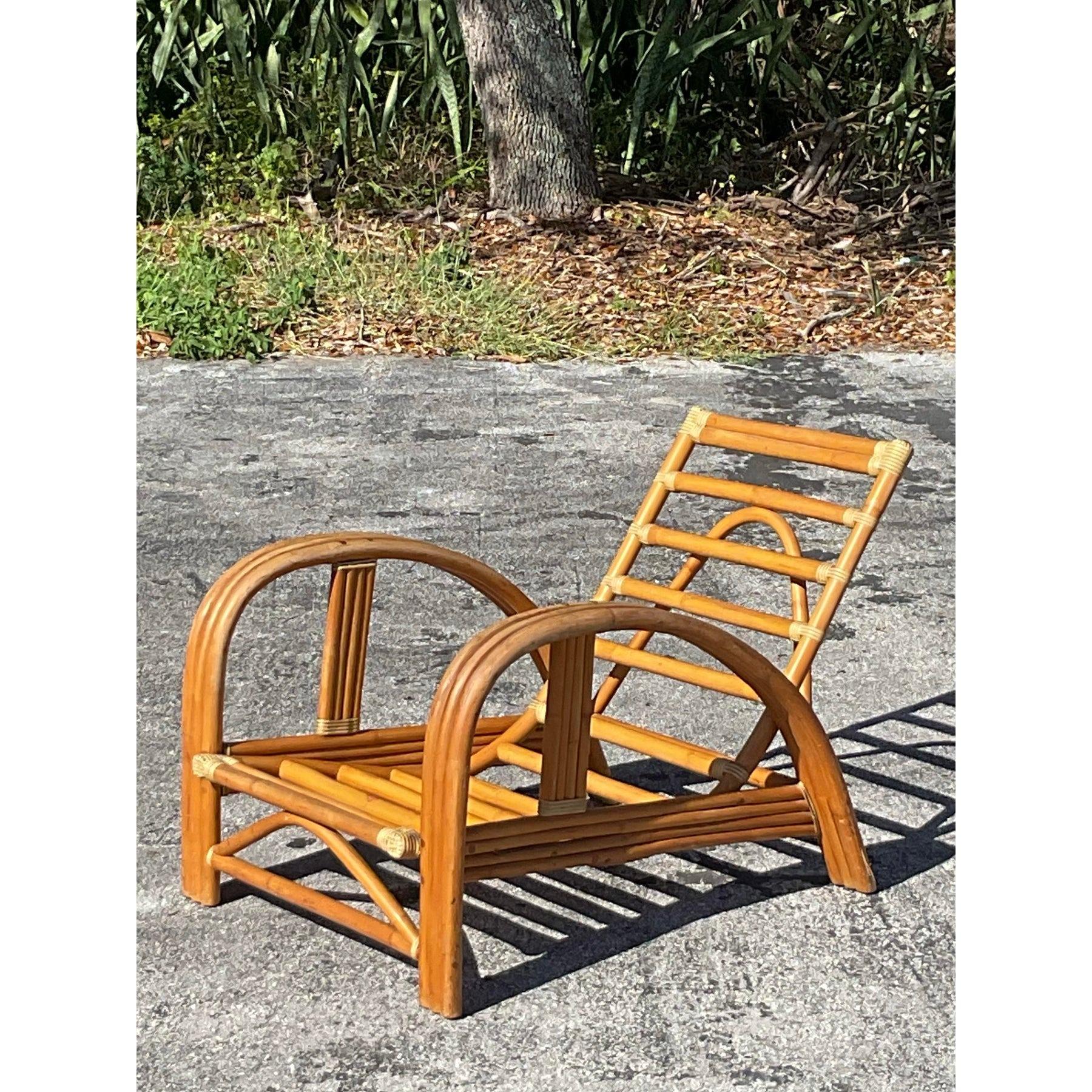 Chaise longue vintage en rotin courbé de La Jolla en vente 1