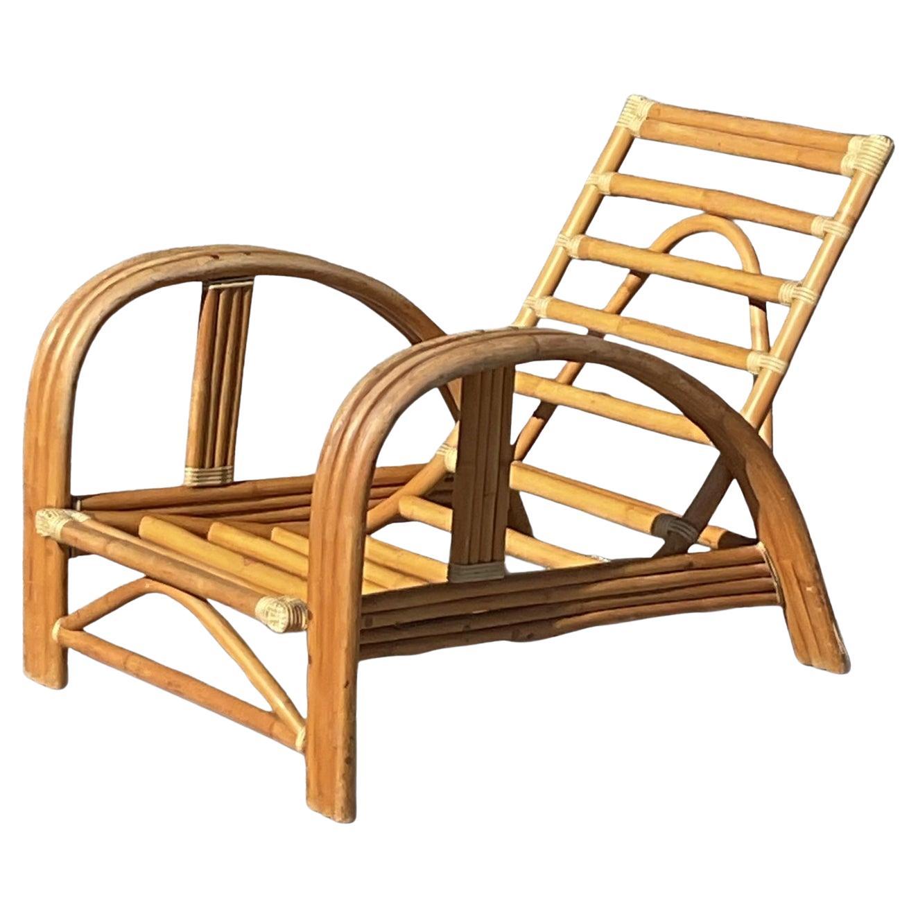 Vintage Coastal La Jolla Bent Rattan Lounge Chair