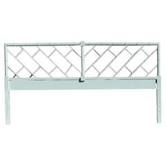 Vintage Coastal Lacquered Chinese Chippendale King Headboard