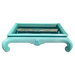 Vintage Coastal Lacquered Pencil Reed Ming Coffee Table