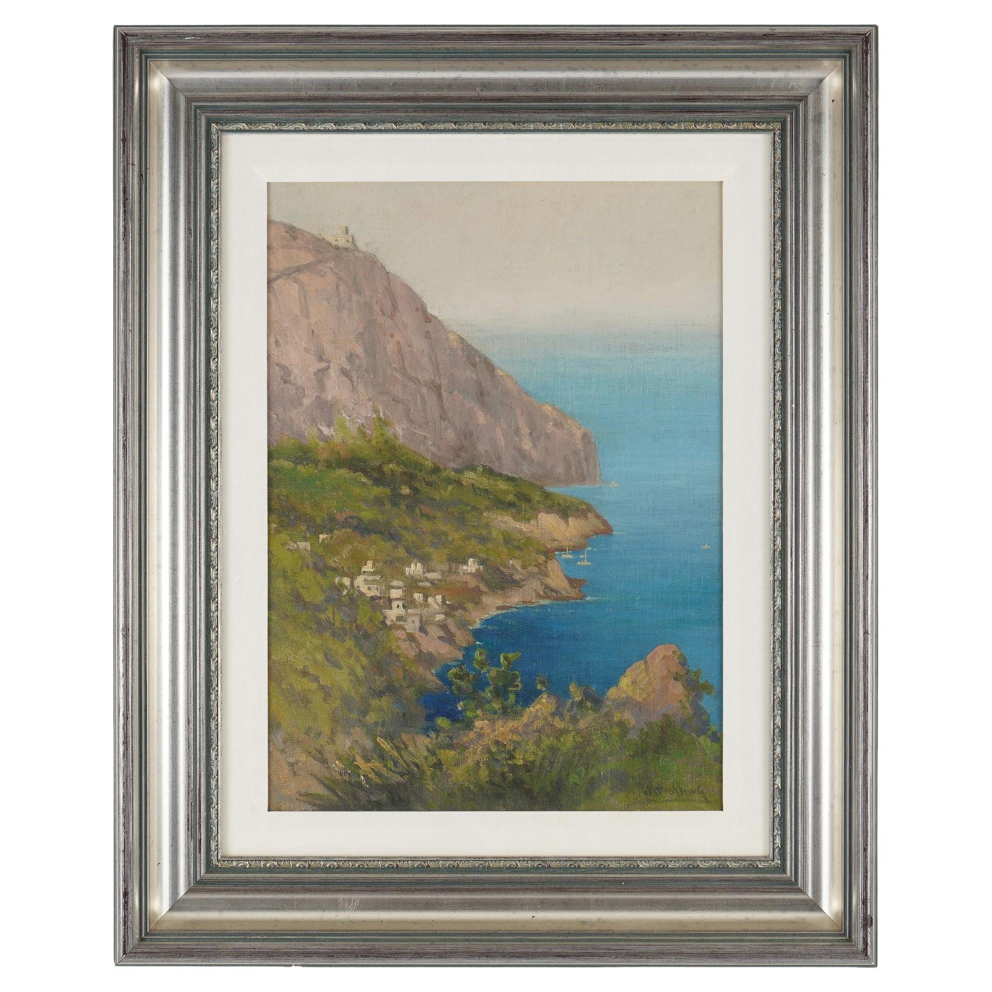Vintage coastal landscape painting, c. 1900's