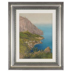 Peinture de paysage côtier vintage, vers 1900