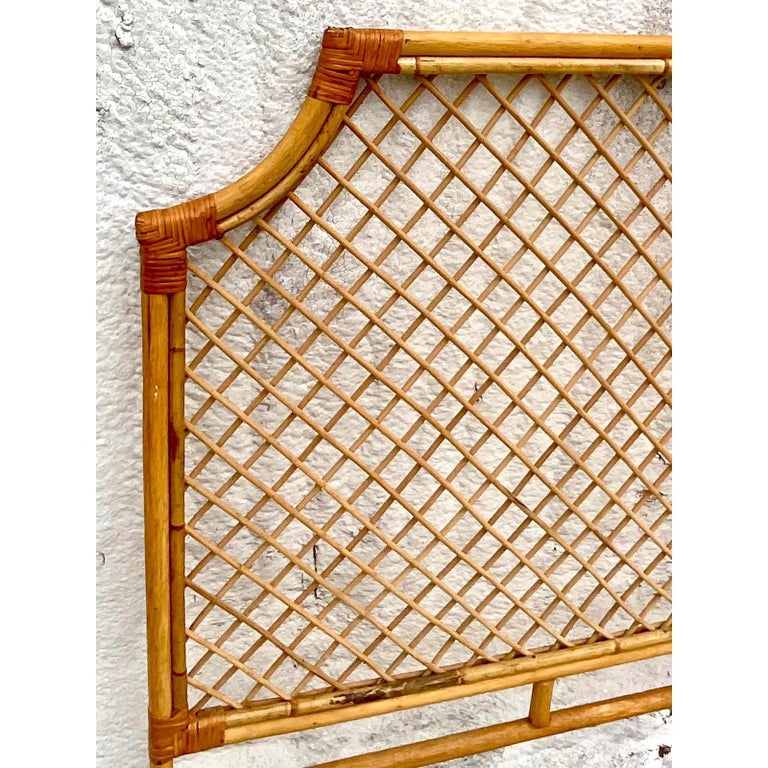 Vintage Coastal Lattice Bamboo Twin Headboards, a Pair at 1stDibs