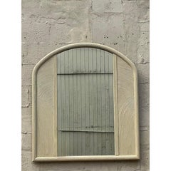 Vintage Coastal Lenoir Pencil Reed Arched Mirror