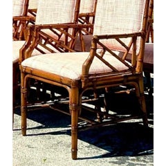 Vintage Coastal Lexington Chinese Chippendale Dining Chairs - Set of 6