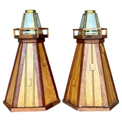Vintage Coastal Lighthouse Lamps - a Pair