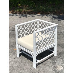 Vintage Coastal Loop Rattan Lounge Chair