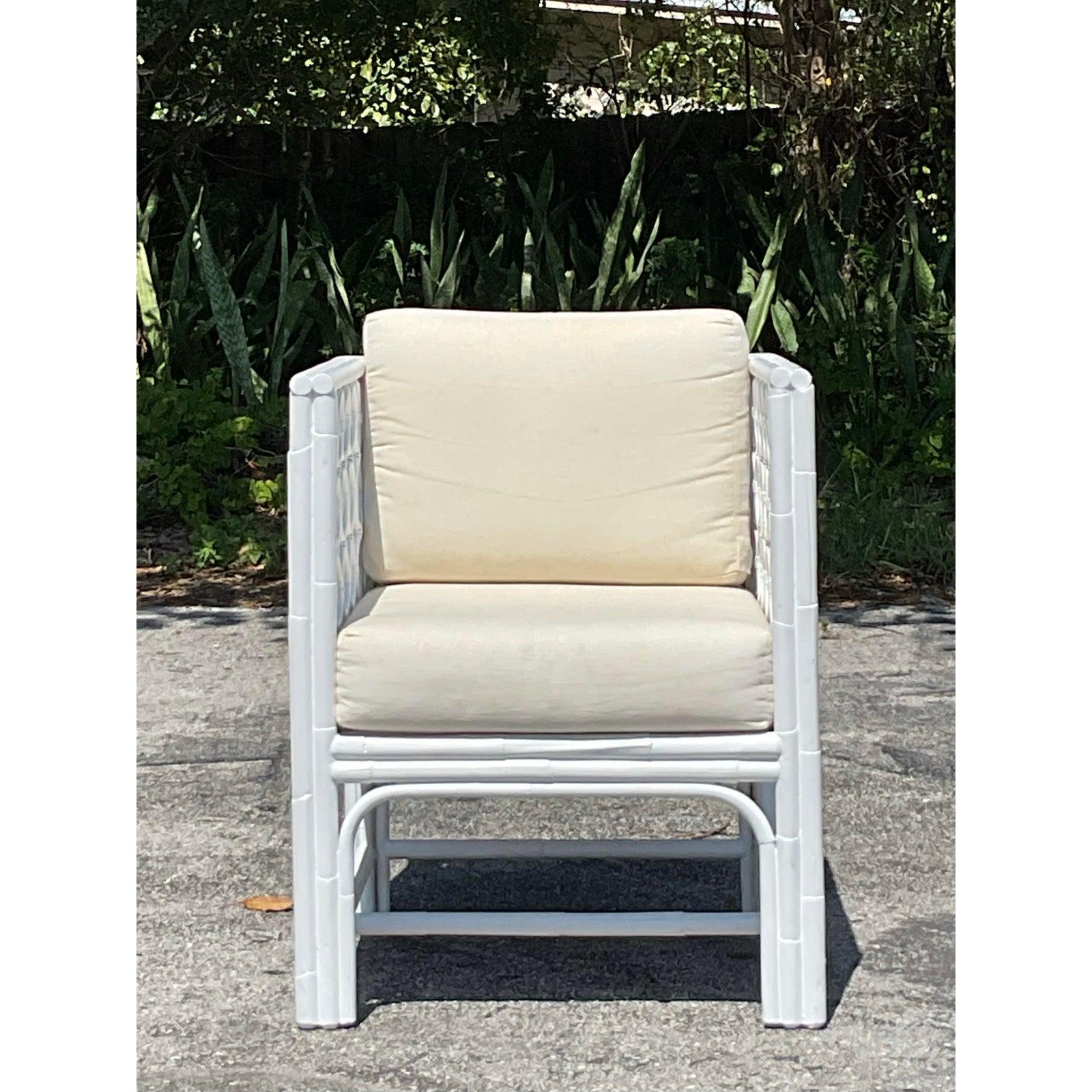 Vintage Coastal Loop Rattan Lounge Stuhl im Angebot 2