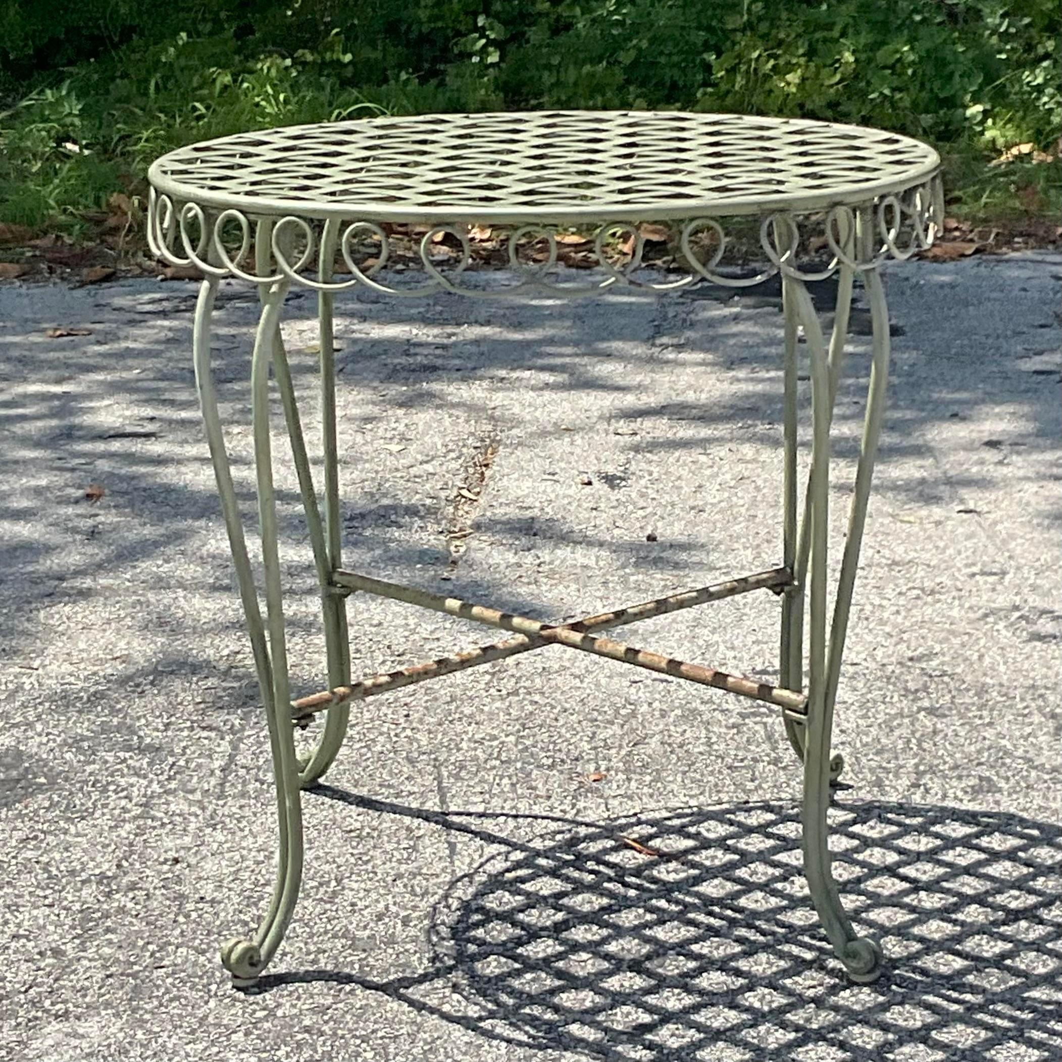 American Vintage Coastal Loop Wrought Iron Dining Table