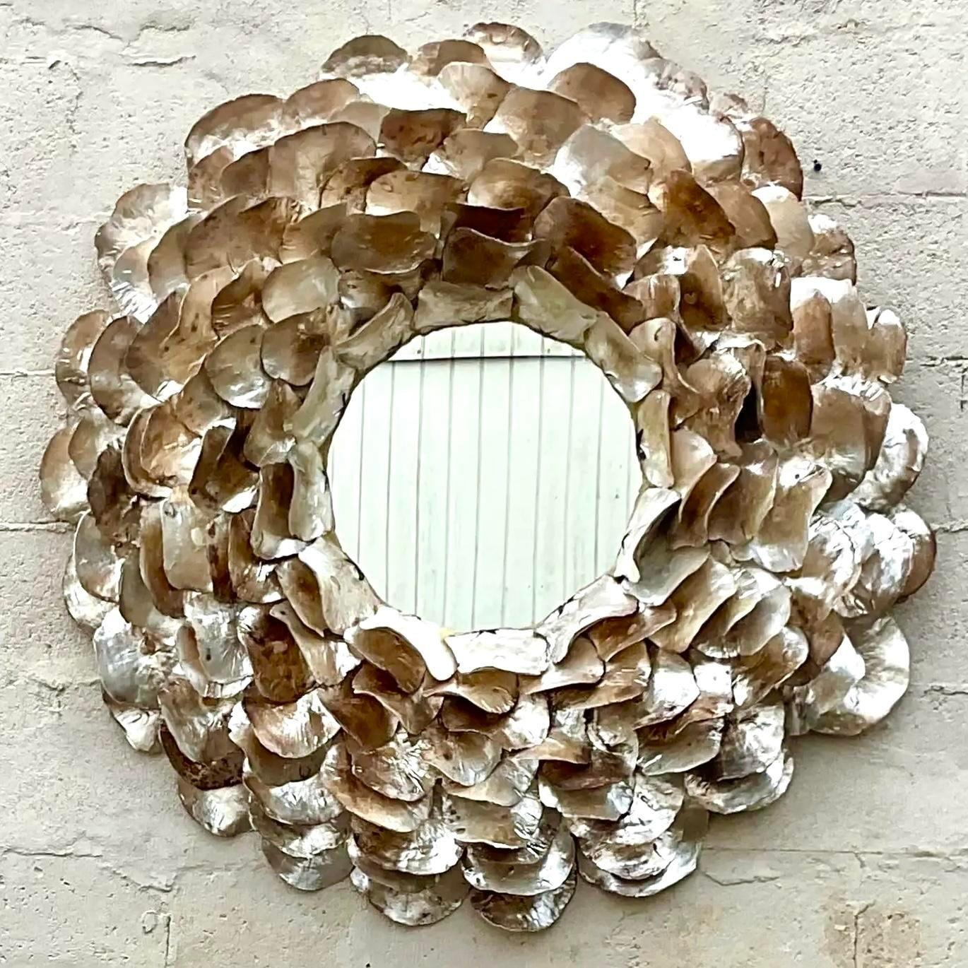 Philippine Vintage Coastal Made Goods Capiz Mirror