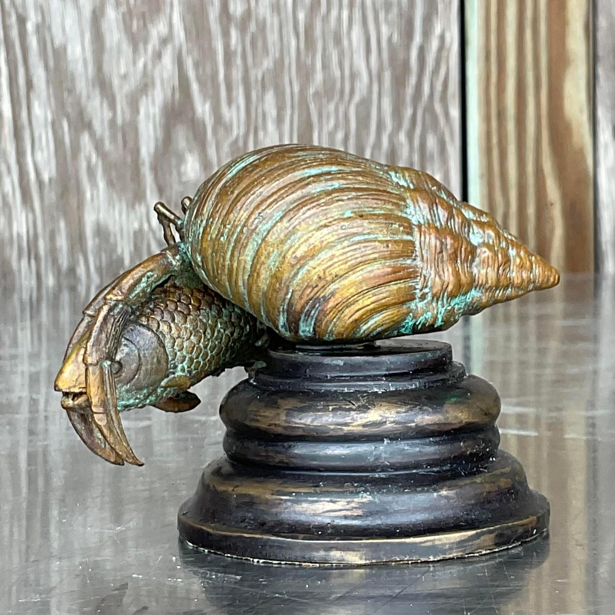 Philippine Vintage Coastal Maitland Smith Bronze Hermit Crab For Sale