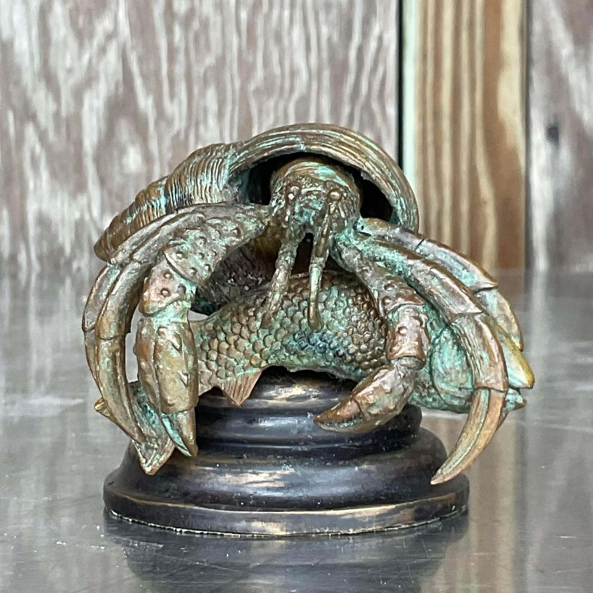 Vintage Coastal Maitland Smith Bronze Einsiedler-Krabäume Vintage im Zustand „Gut“ im Angebot in west palm beach, FL