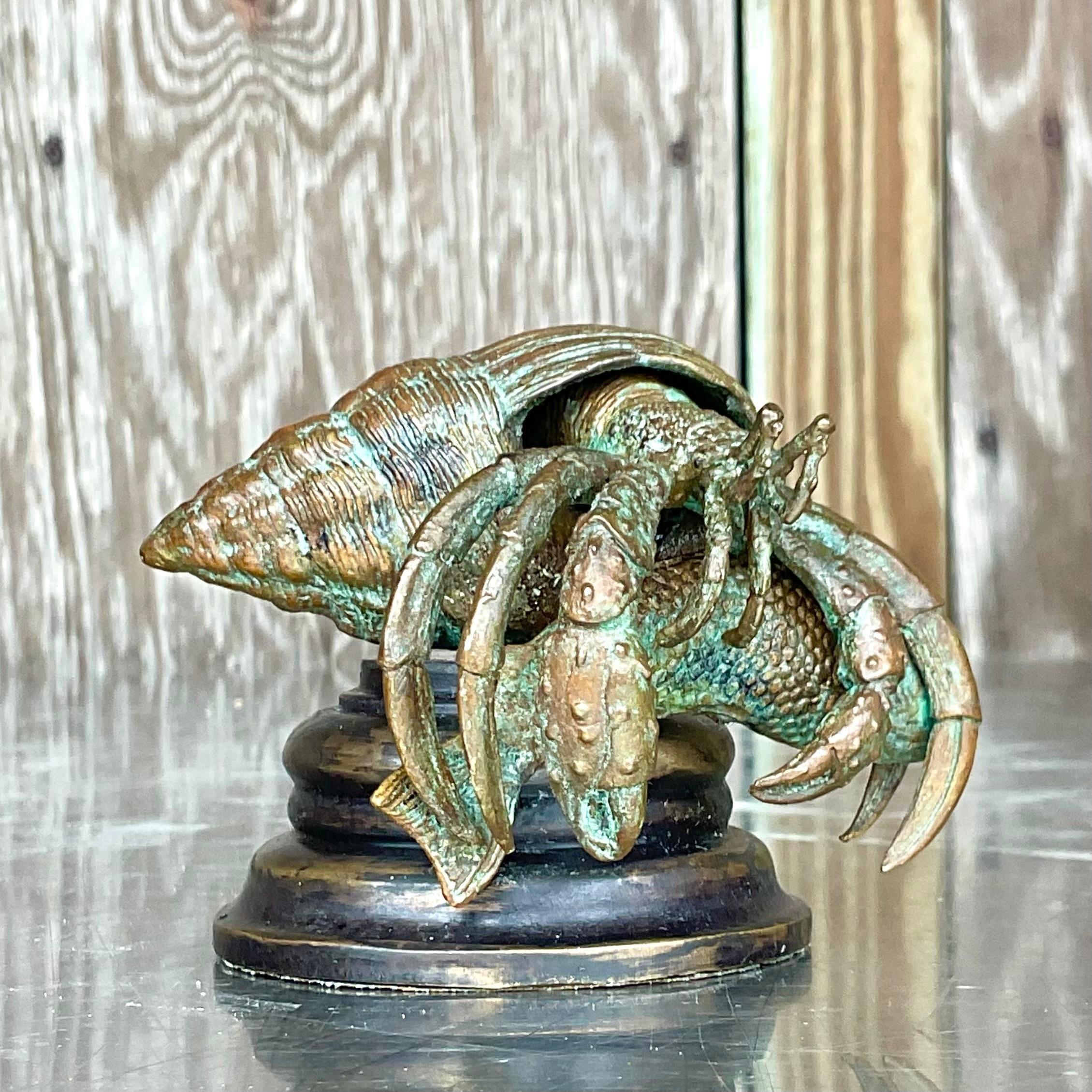 Vintage Coastal Maitland Smith Bronze Hermit Crab For Sale 1