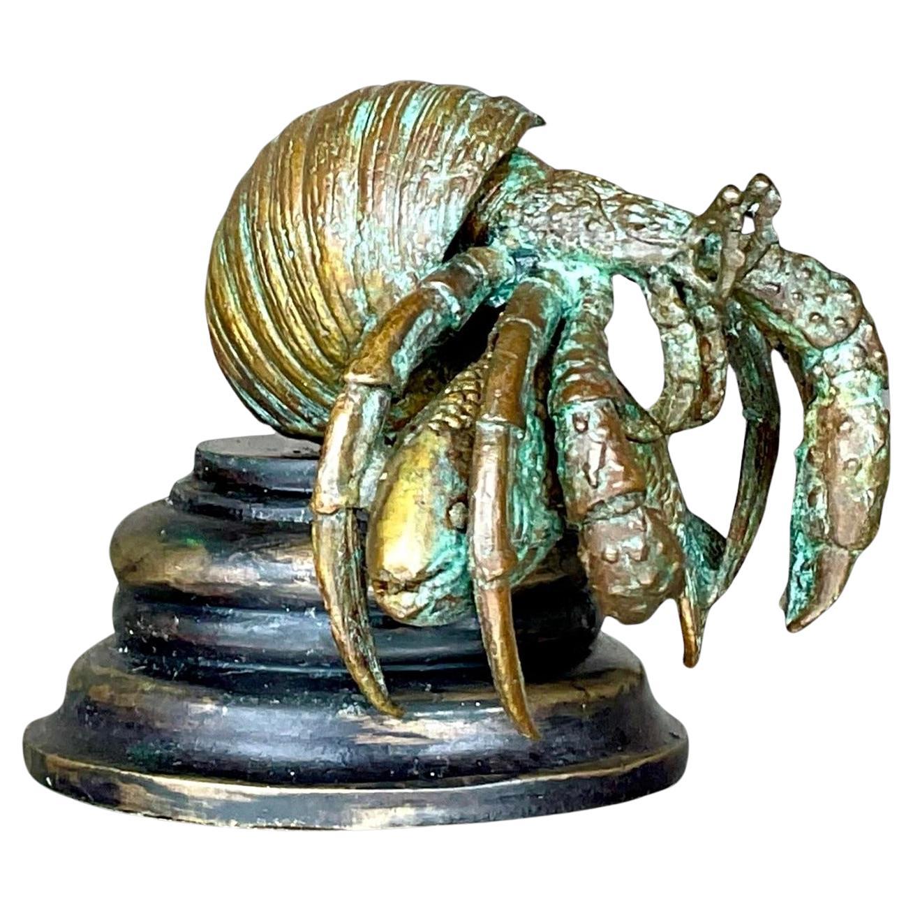 Vintage Coastal Maitland Smith Bronze Hermit Crab For Sale