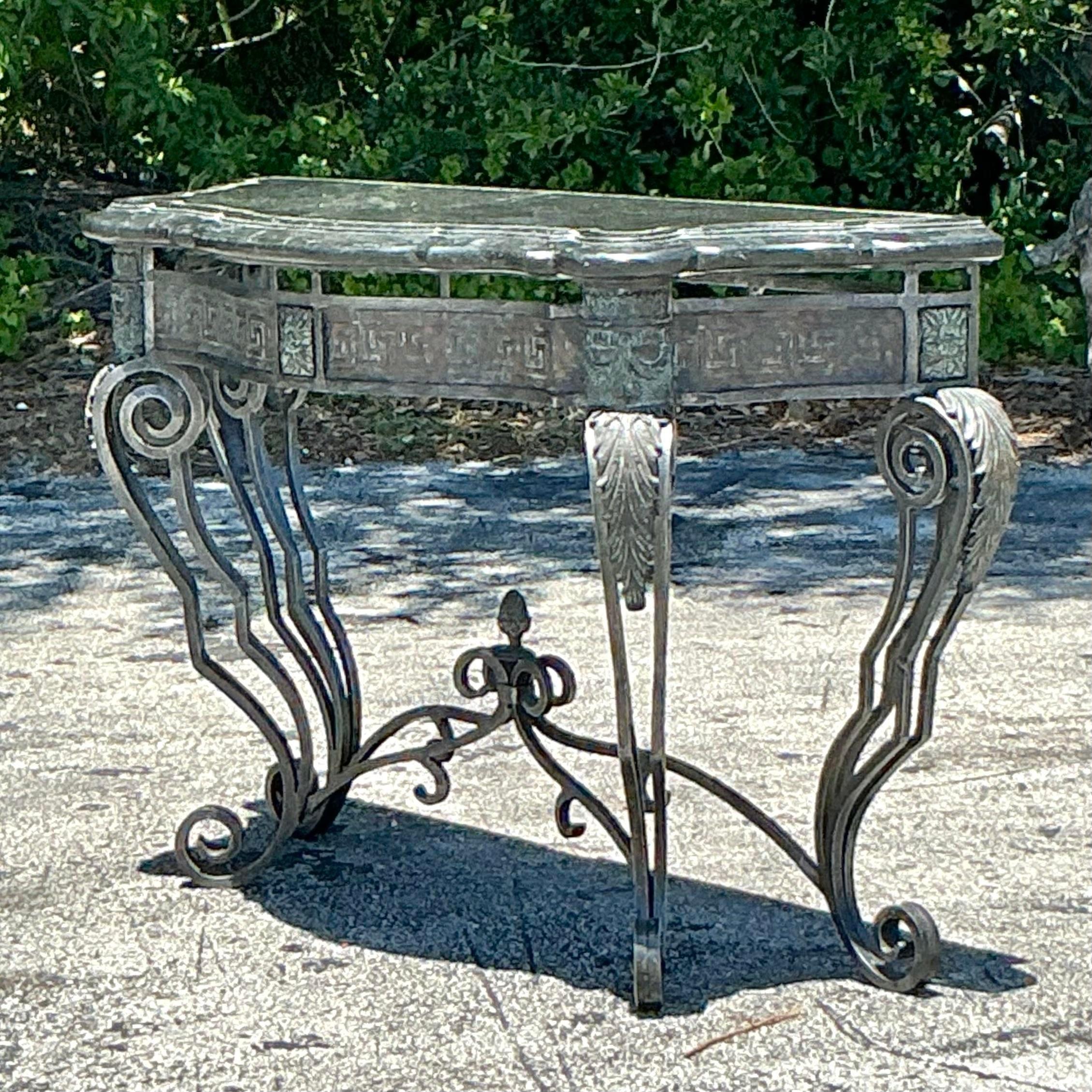 Filippino Tavolo consolle costiero d'epoca Maitland Smith Greek Key in vendita