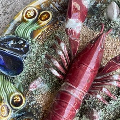 Vintage Coastal Majolica Lobster Plate