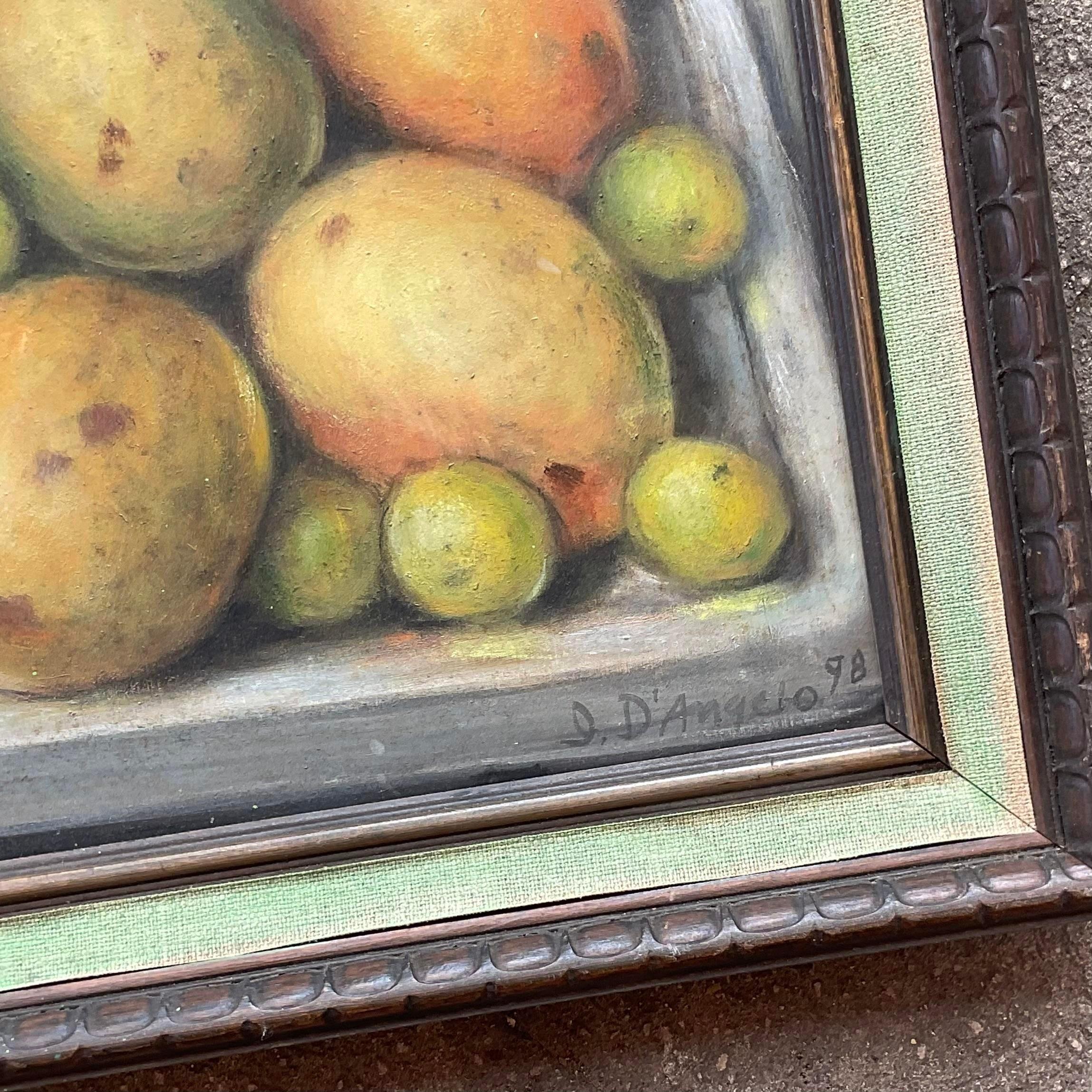Coastal Mango Stillleben Öl auf Leinwand Gemälde, Vintage im Angebot 2