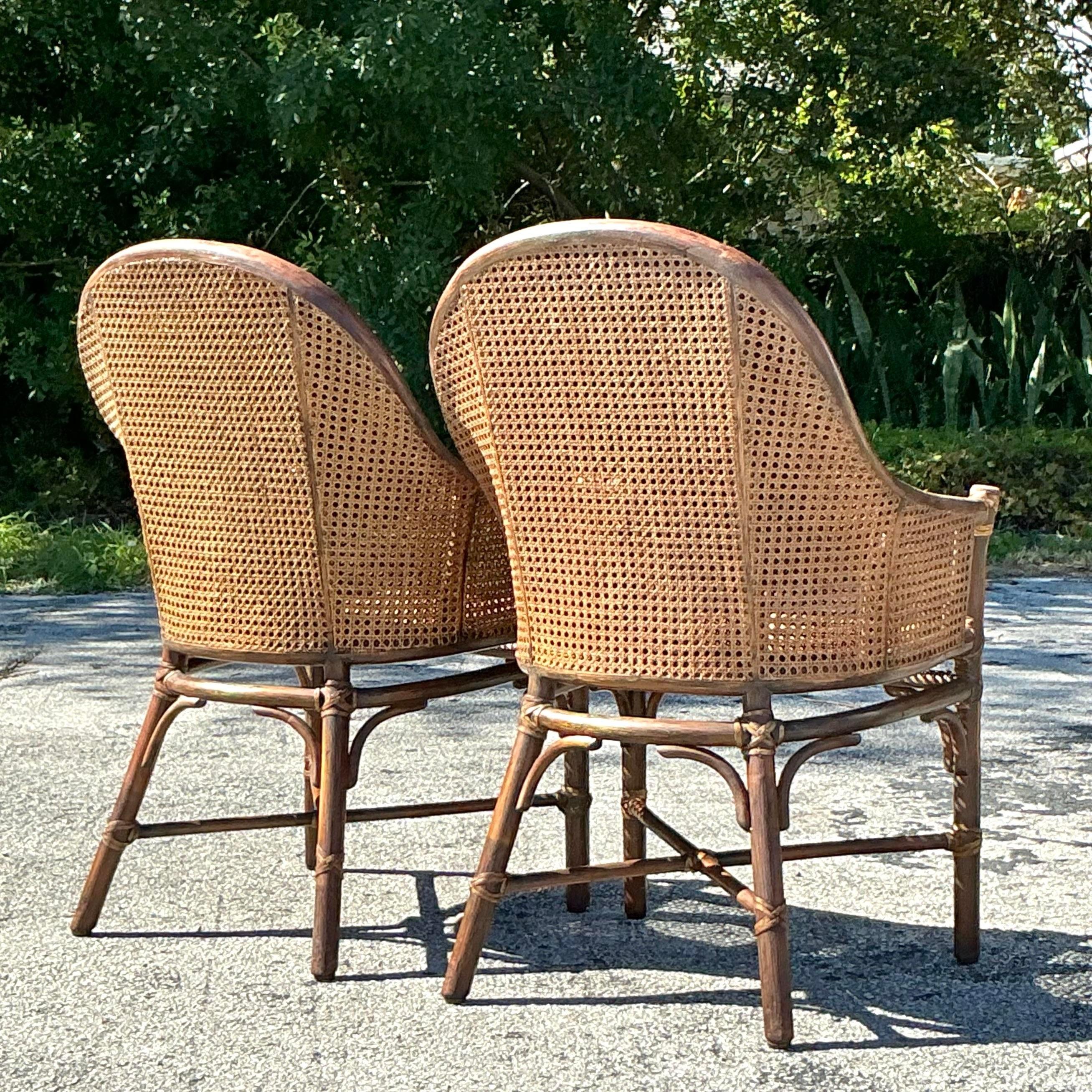 Vintage Coastal McGuire “Belden” Cane Chairs - a Pair 4