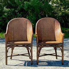 Vintage Coastal McGuire “Belden” Cane Chairs - a Pair