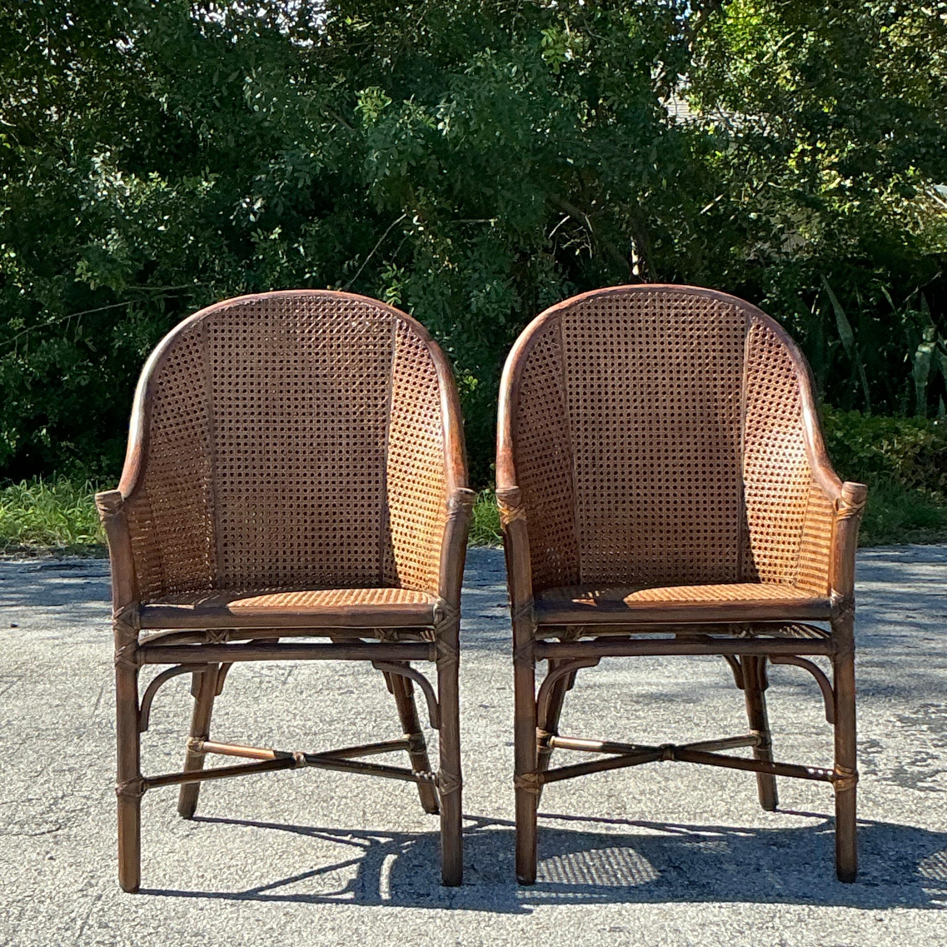 Vintage Coastal McGuire “Belden” Cane Chairs - a Pair In Good Condition In West Palm Beach, FL