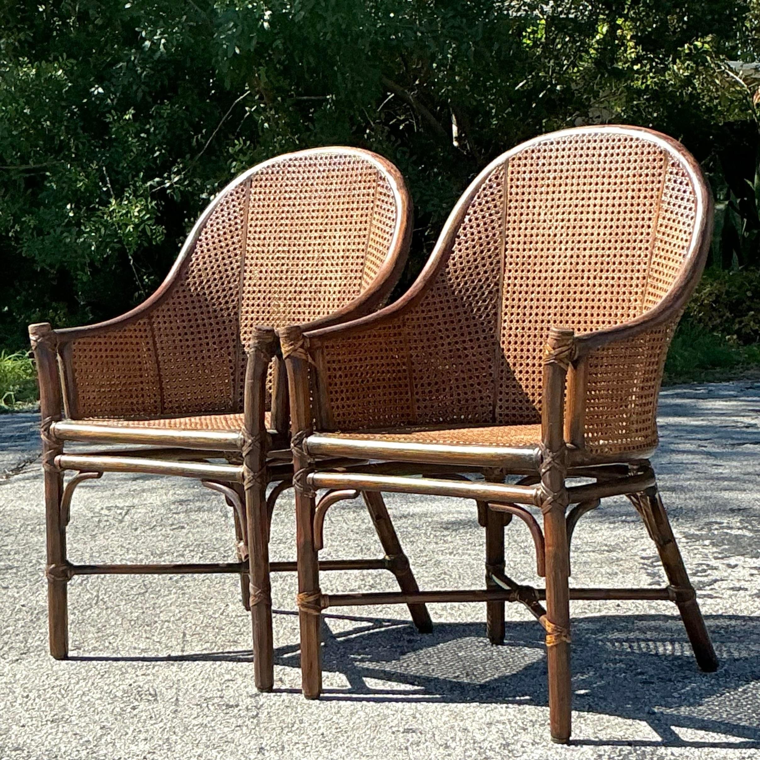 Vintage Coastal McGuire “Belden” Cane Chairs - a Pair 3
