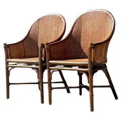Vintage Coastal McGuire “Belden” Cane Chairs - a Pair