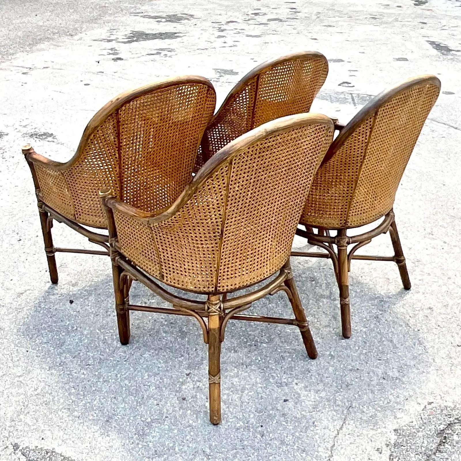 Vintage Coastal McGuire Belden Cane Dining Chairs, Set of 4 1