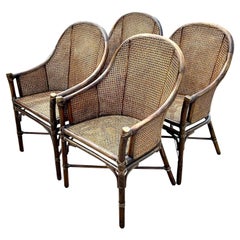 Vintage Coastal McGuire Belden Cane Dining Chairs, Set of 4