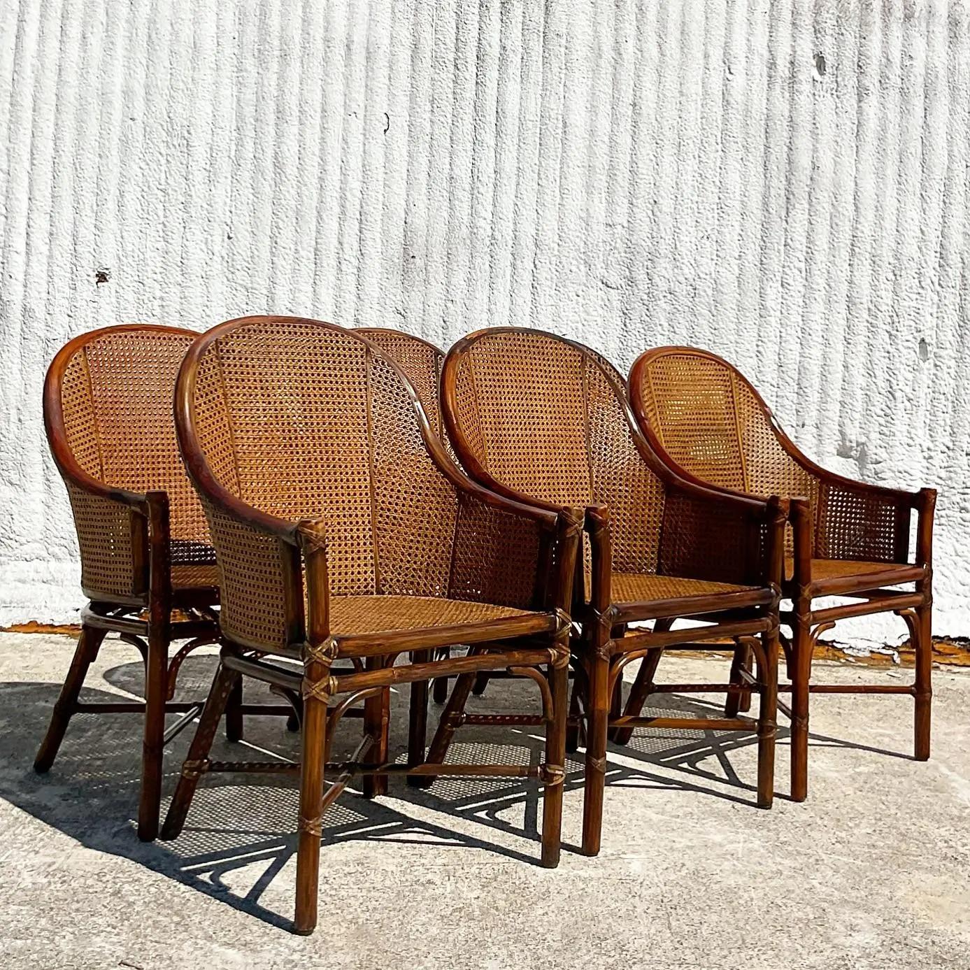 Vintage Coastal McGuire Belden Cane Dining Chairs, Set of Six 3