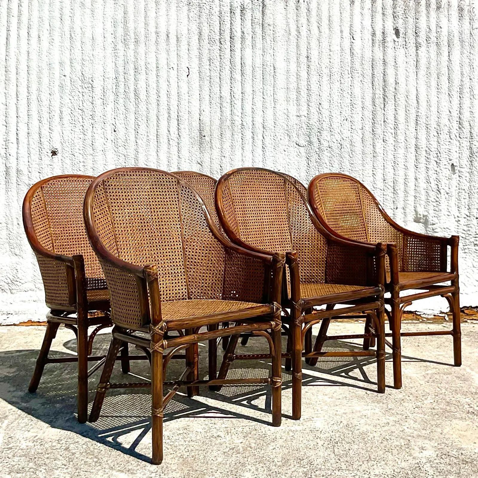 Vintage Coastal McGuire Belden Cane Dining Chairs, Set of Six 4