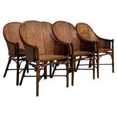 Vintage Coastal McGuire Belden Cane Dining Chairs, Set of Six