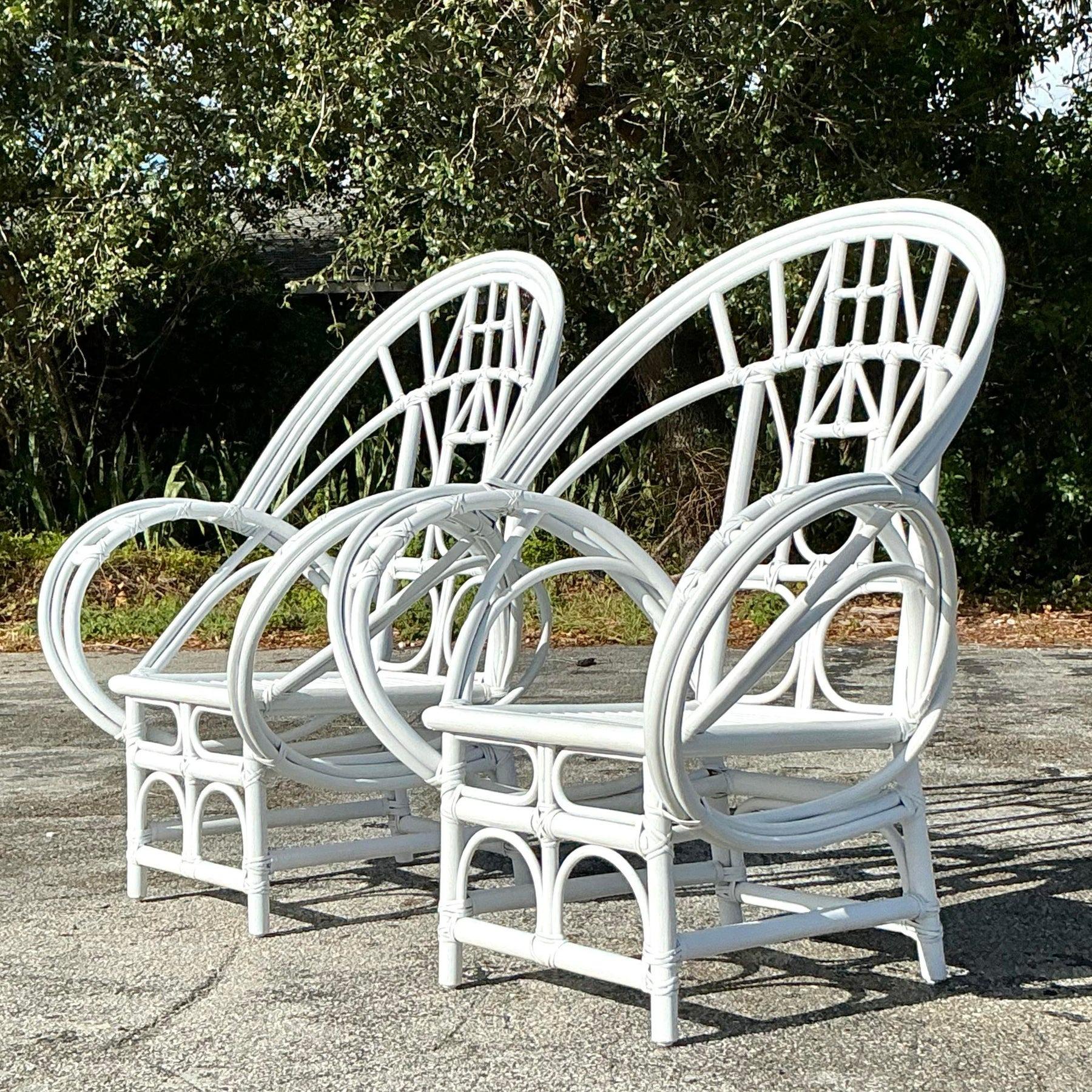 Vintage Coastal McGuire Bent Rattan Butterfly Chairs - a Pair 3