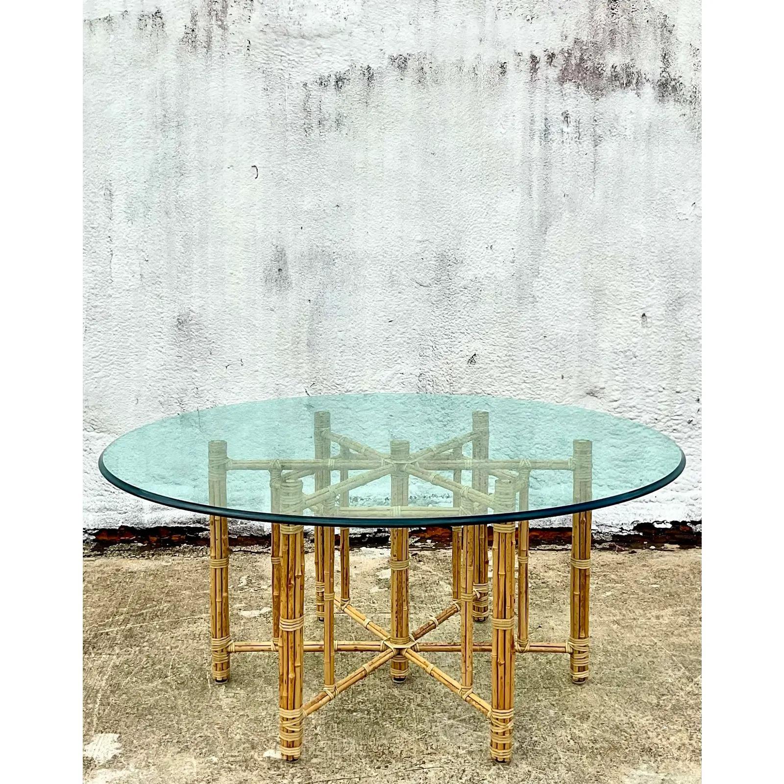 Steel Vintage Coastal McGuire Bundle Rattan Dining Table