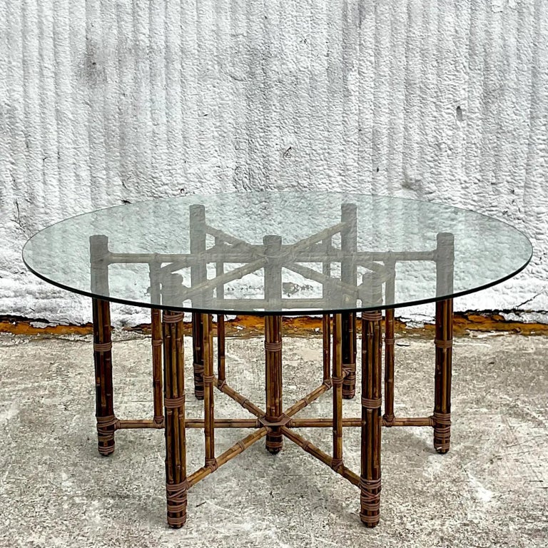 Philippine Vintage Coastal McGuire Bundled Bamboo Dining Table For Sale