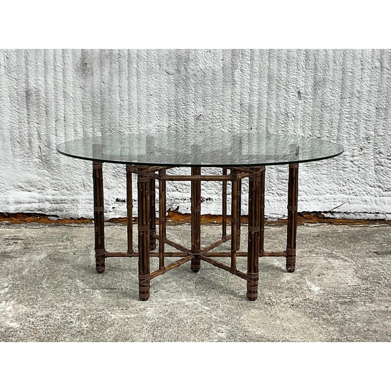 Vintage Coastal McGuire Bundled Bamboo Dining Table In Good Condition For Sale In west palm beach, FL