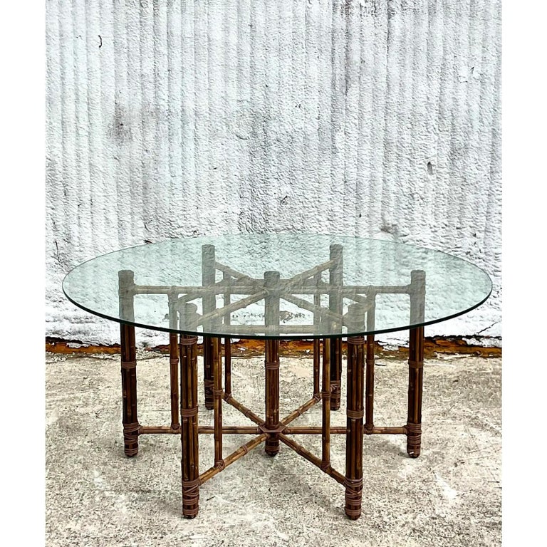Vintage Coastal McGuire Bundled Bamboo Dining Table For Sale 1