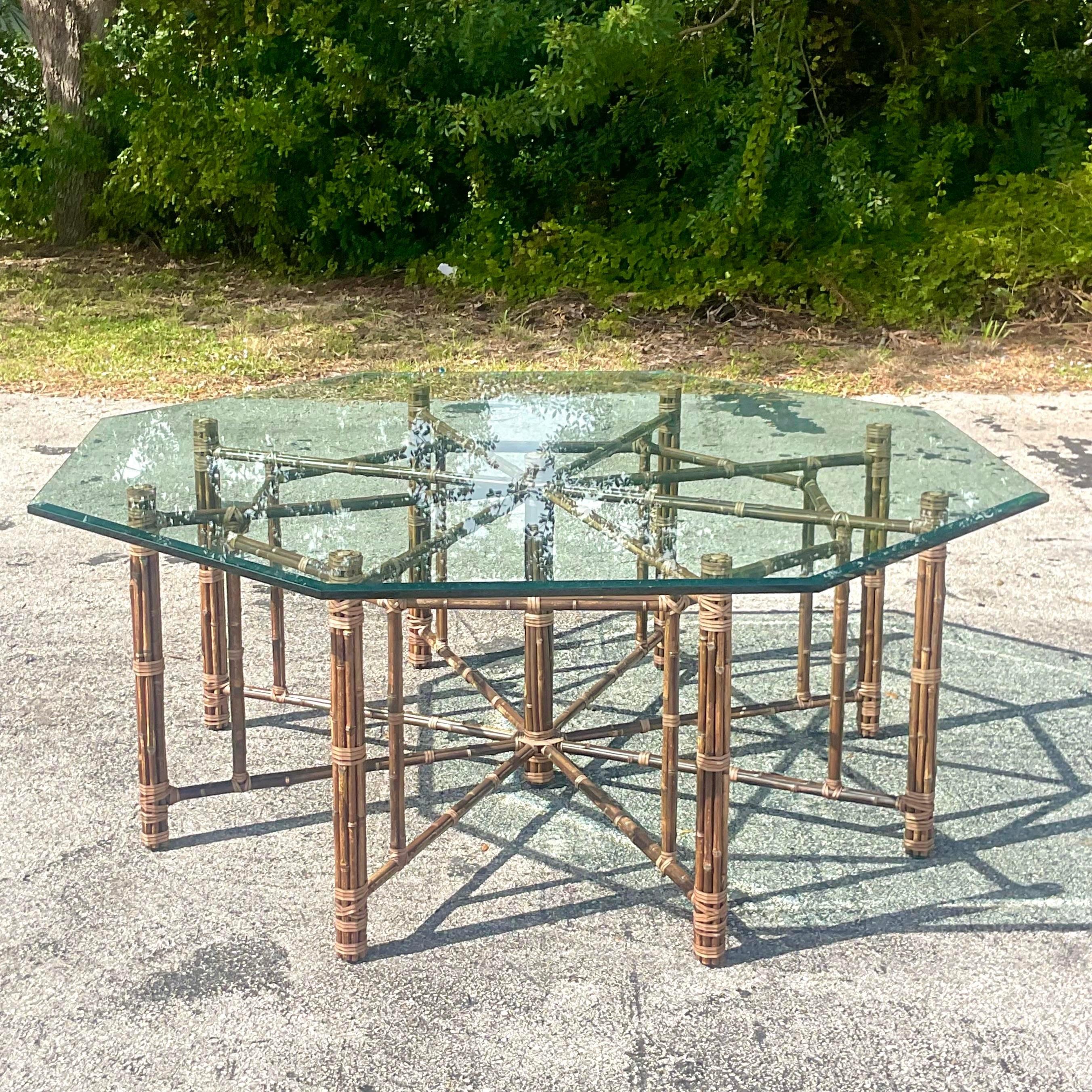 Metal Vintage Coastal McGuire Bundled Rattan Dining Table