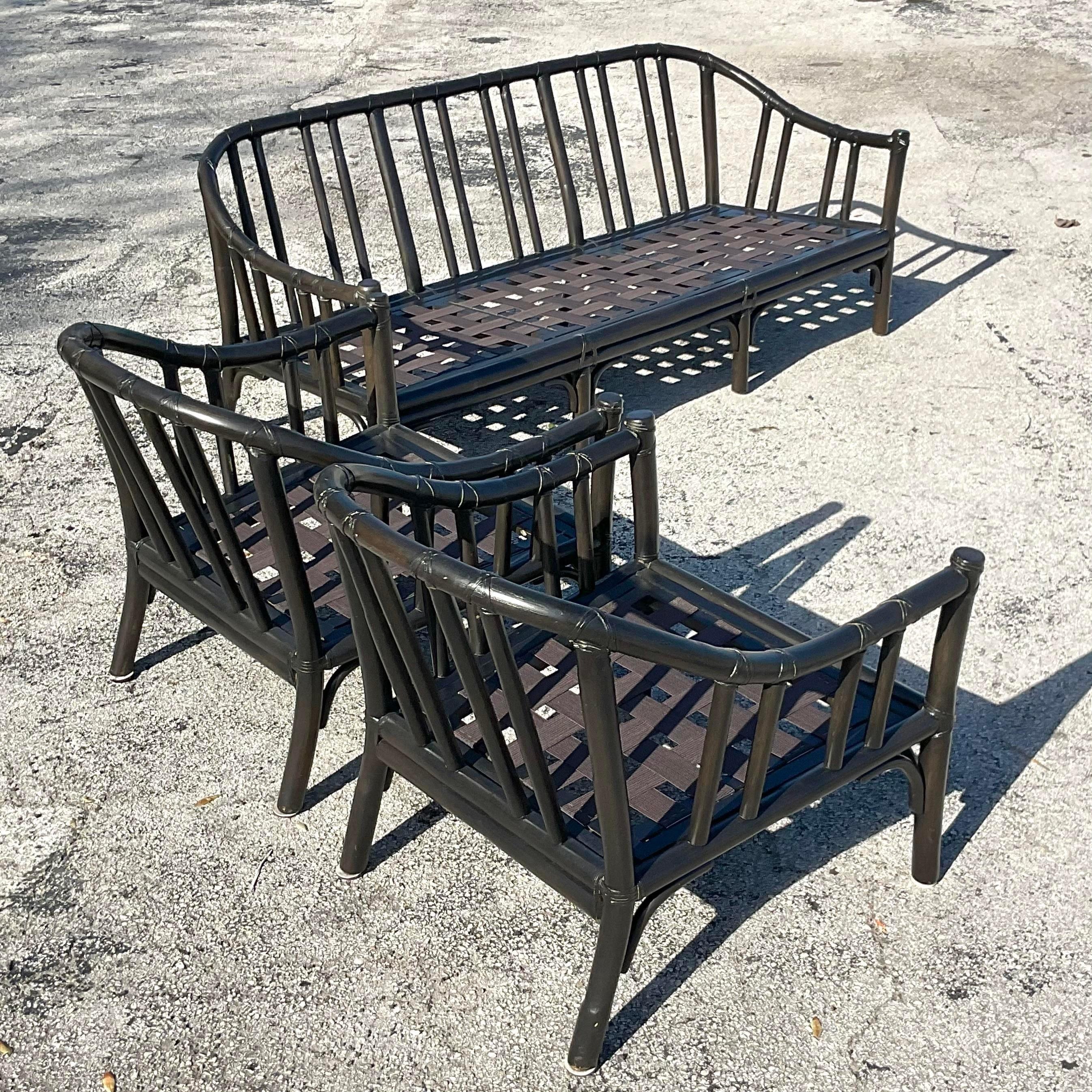 Ensemble de trois canapés et chaises vintage Coastal McGuire C-1 en vente 6