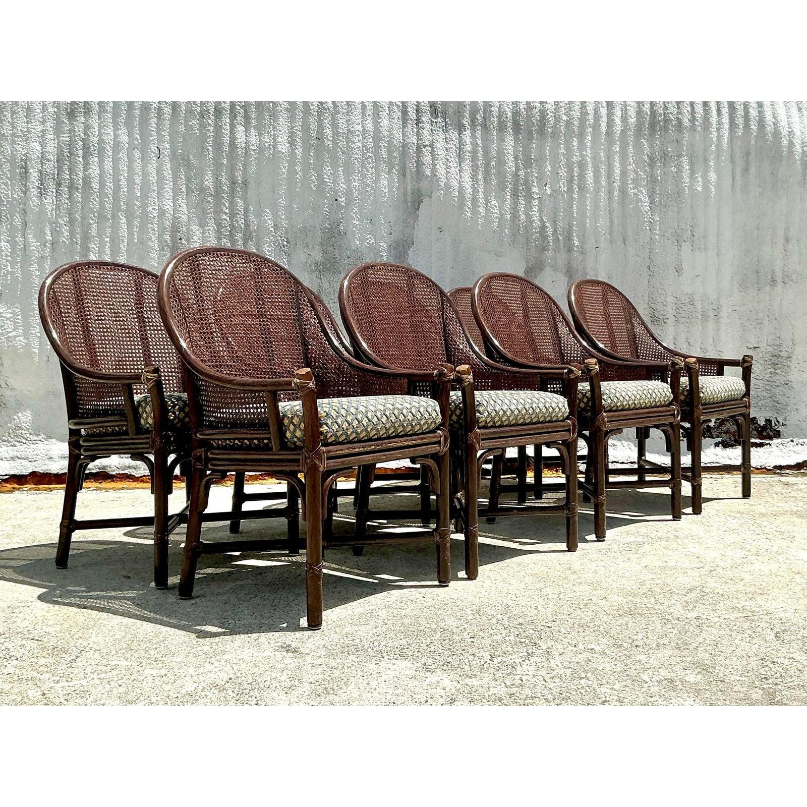 Sedie da pranzo vintage Coastal McGuire con schienale a canne Beldens - set di 8 in vendita 4