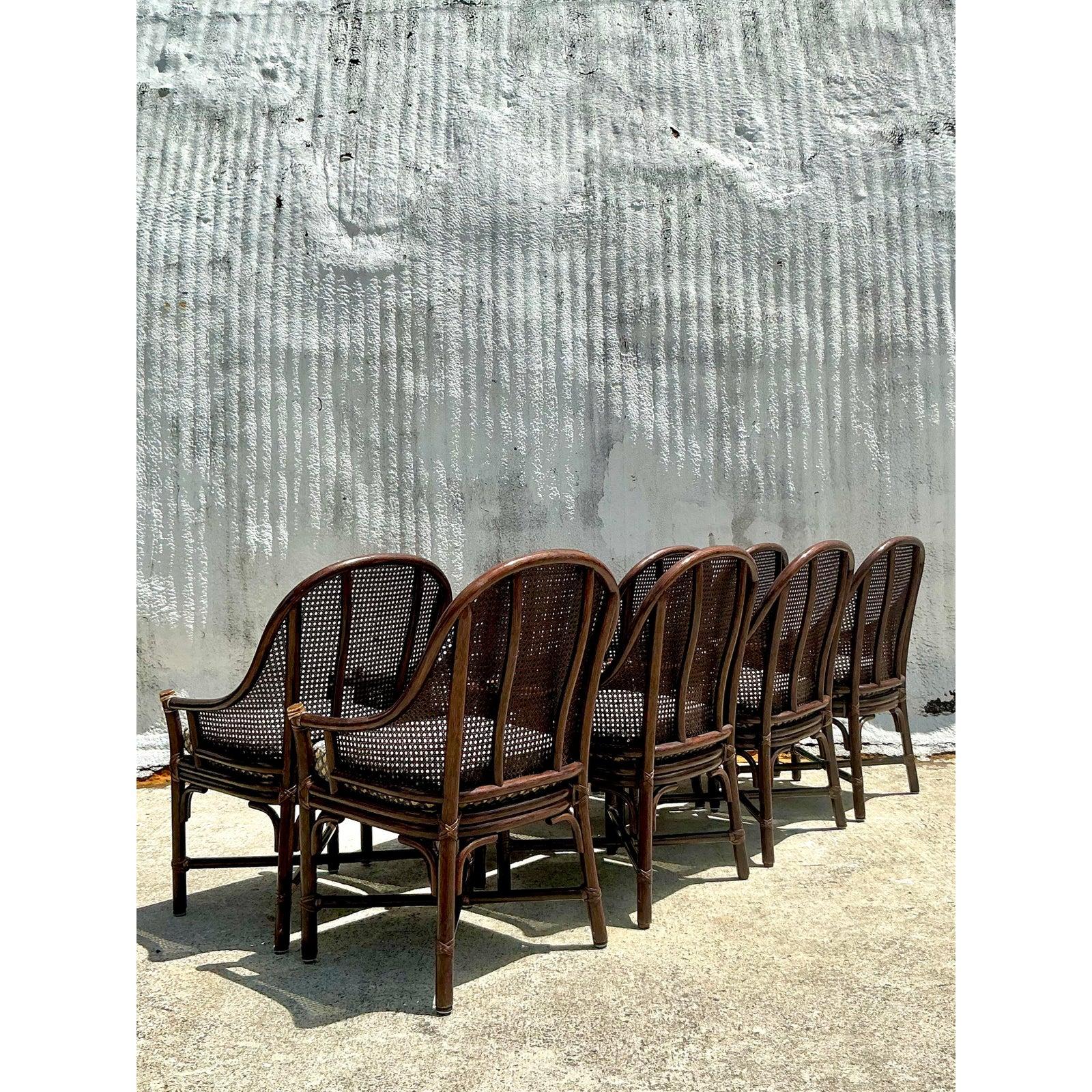 Sedie da pranzo vintage Coastal McGuire con schienale a canne Beldens - set di 8 in vendita 6