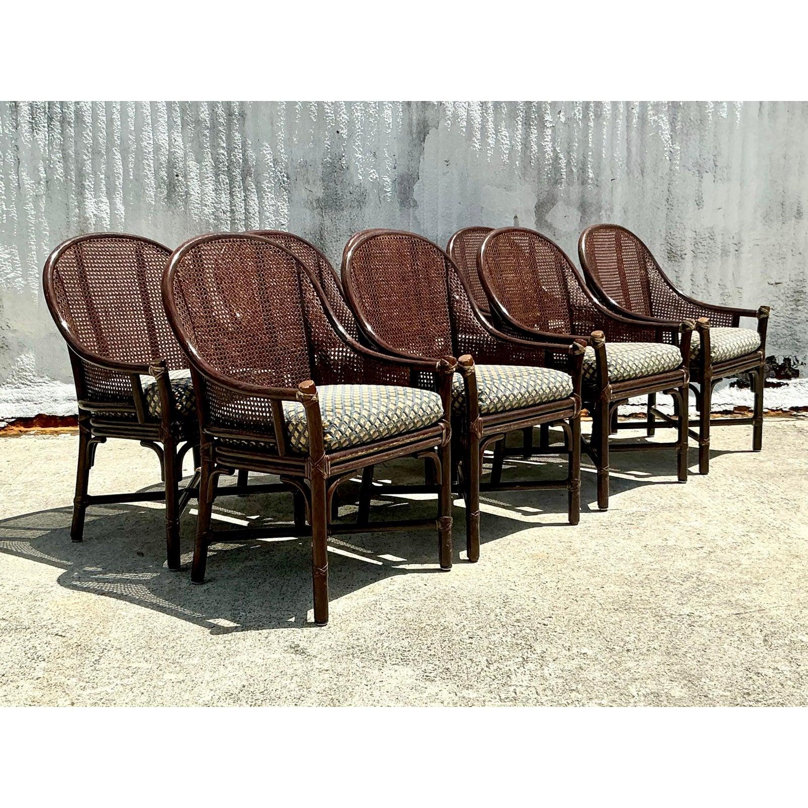Filippino Sedie da pranzo vintage Coastal McGuire con schienale a canne Beldens - set di 8 in vendita
