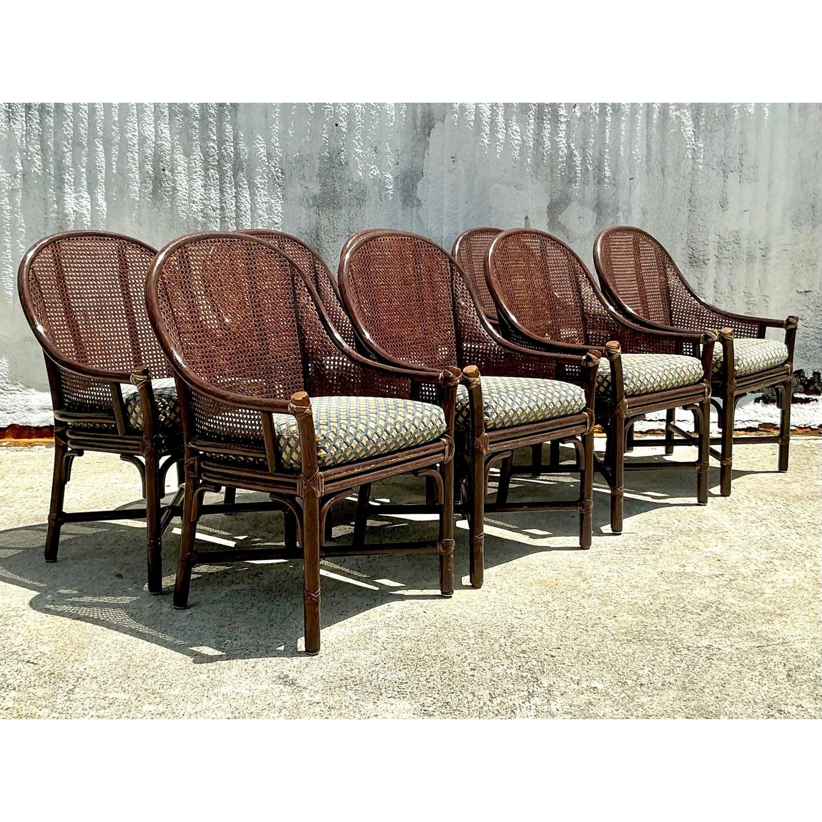 Sedie da pranzo vintage Coastal McGuire con schienale a canne Beldens - set di 8 In condizioni buone in vendita a west palm beach, FL