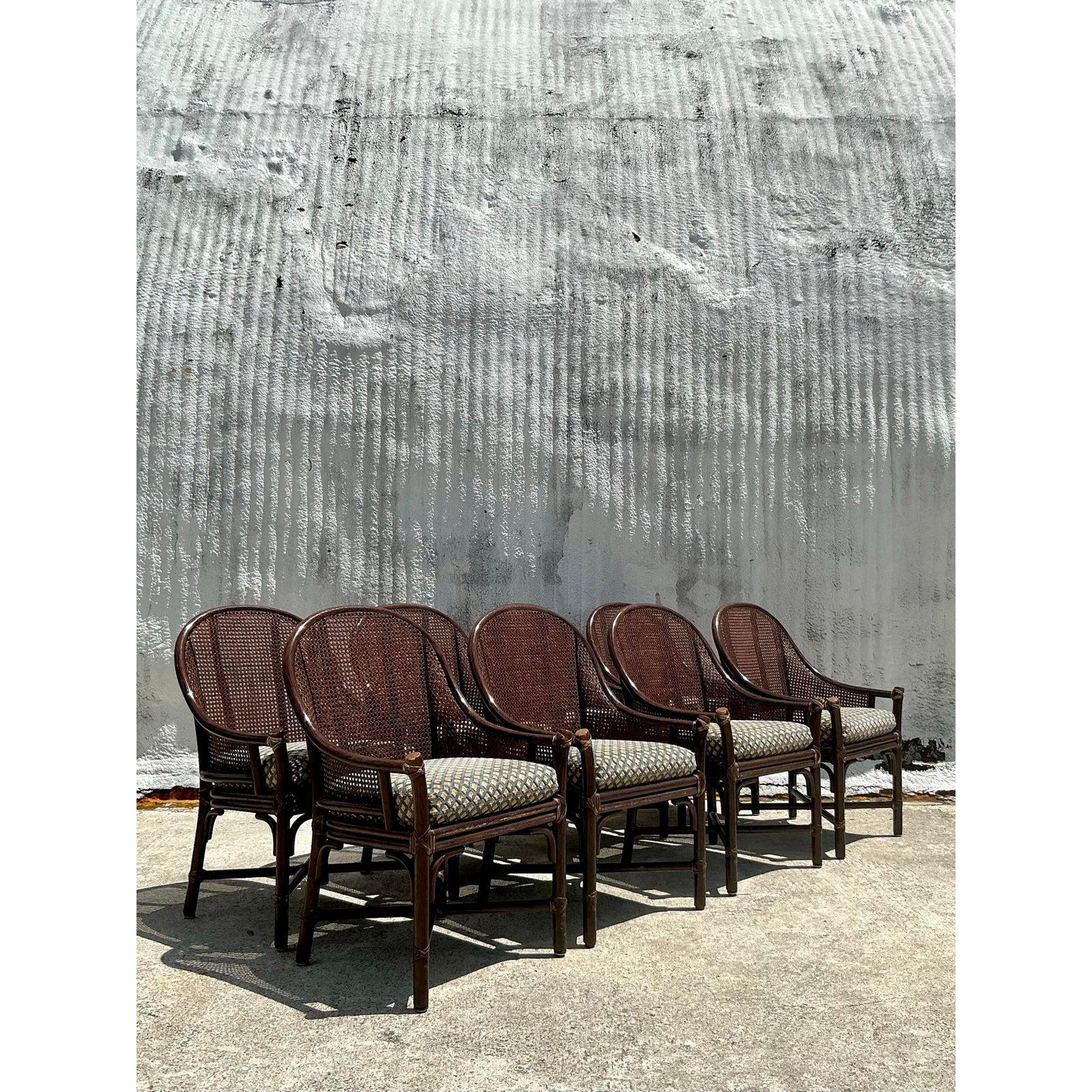 Sedie da pranzo vintage Coastal McGuire con schienale a canne Beldens - set di 8 in vendita 1