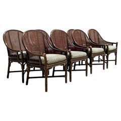 Vintage Coastal McGuire Cane Back Belden Dining Chairs - Set of 8
