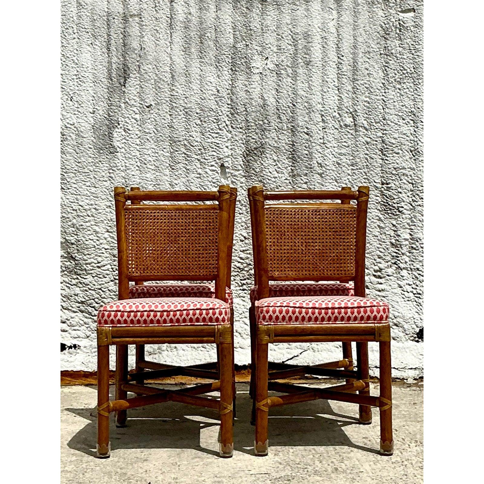 Sedie da pranzo con schienale a canne McGuire vintage - Set di 4 in vendita 3