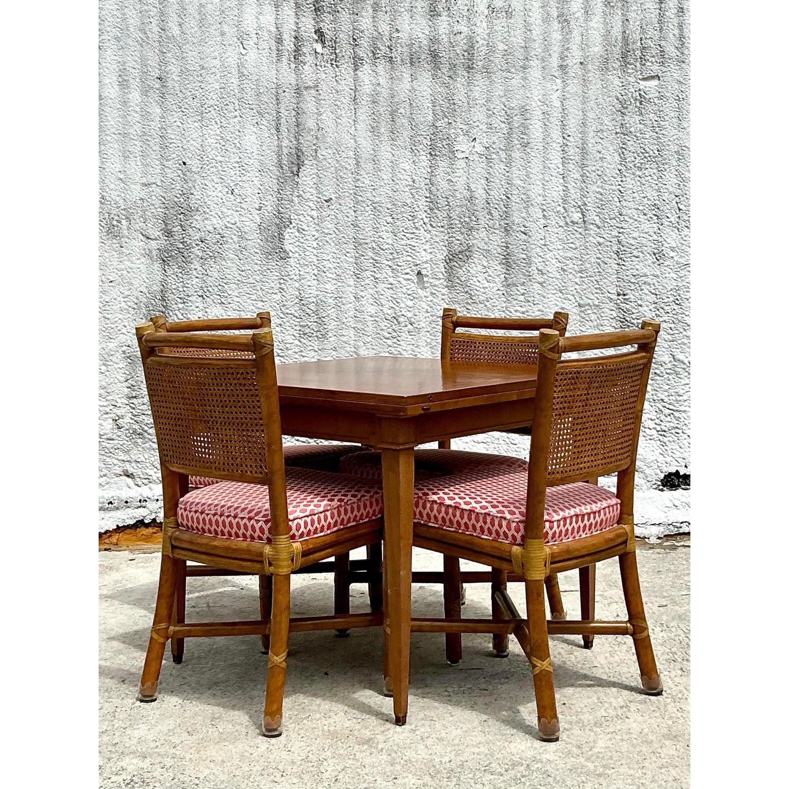 Sedie da pranzo con schienale a canne McGuire vintage - Set di 4 in vendita 5