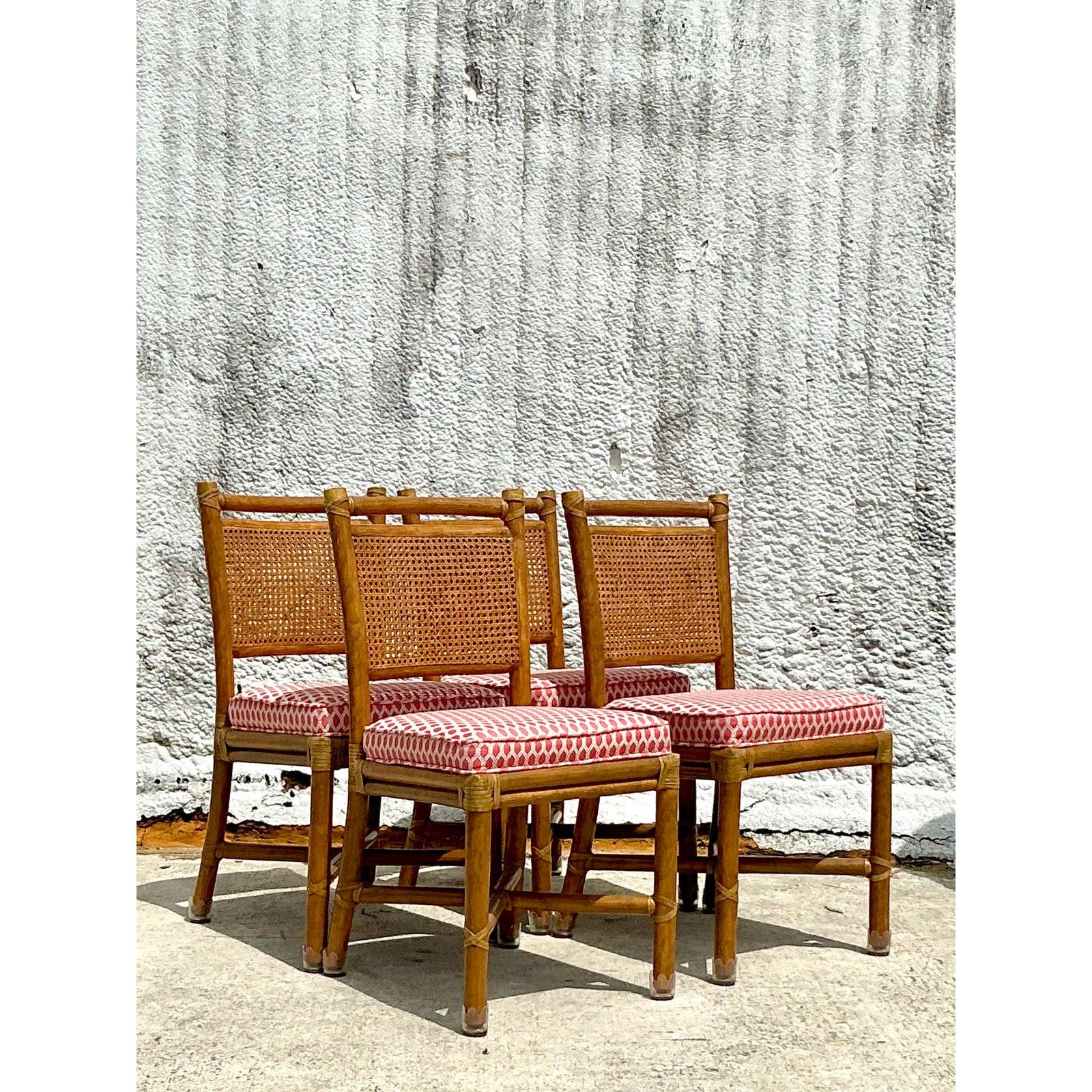 Sedie da pranzo con schienale a canne McGuire vintage - Set di 4 In condizioni buone in vendita a west palm beach, FL